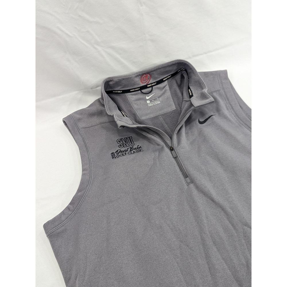 Nike Golf Vest Mens XL SNU Golf Classic 2018 Gray Quarter Zip‎ Fleece Lined Vest